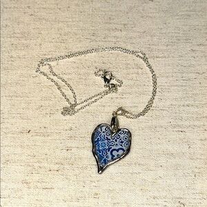 Blue tile heart necklace